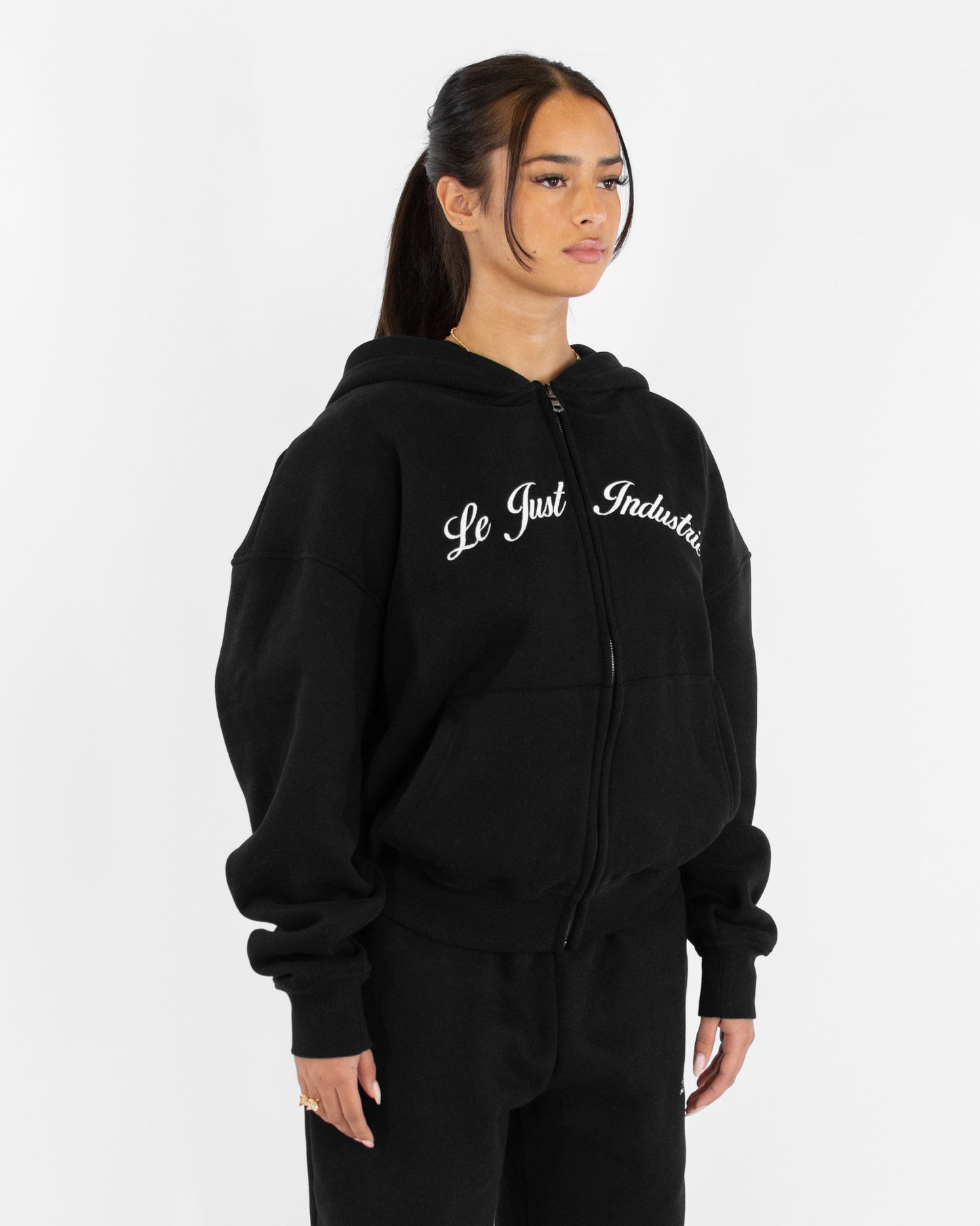 Zip Hoodie - Black/White