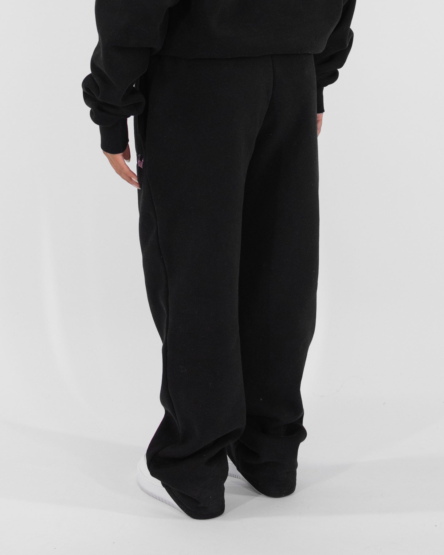 Straight Leg Joggers - Black/Pink