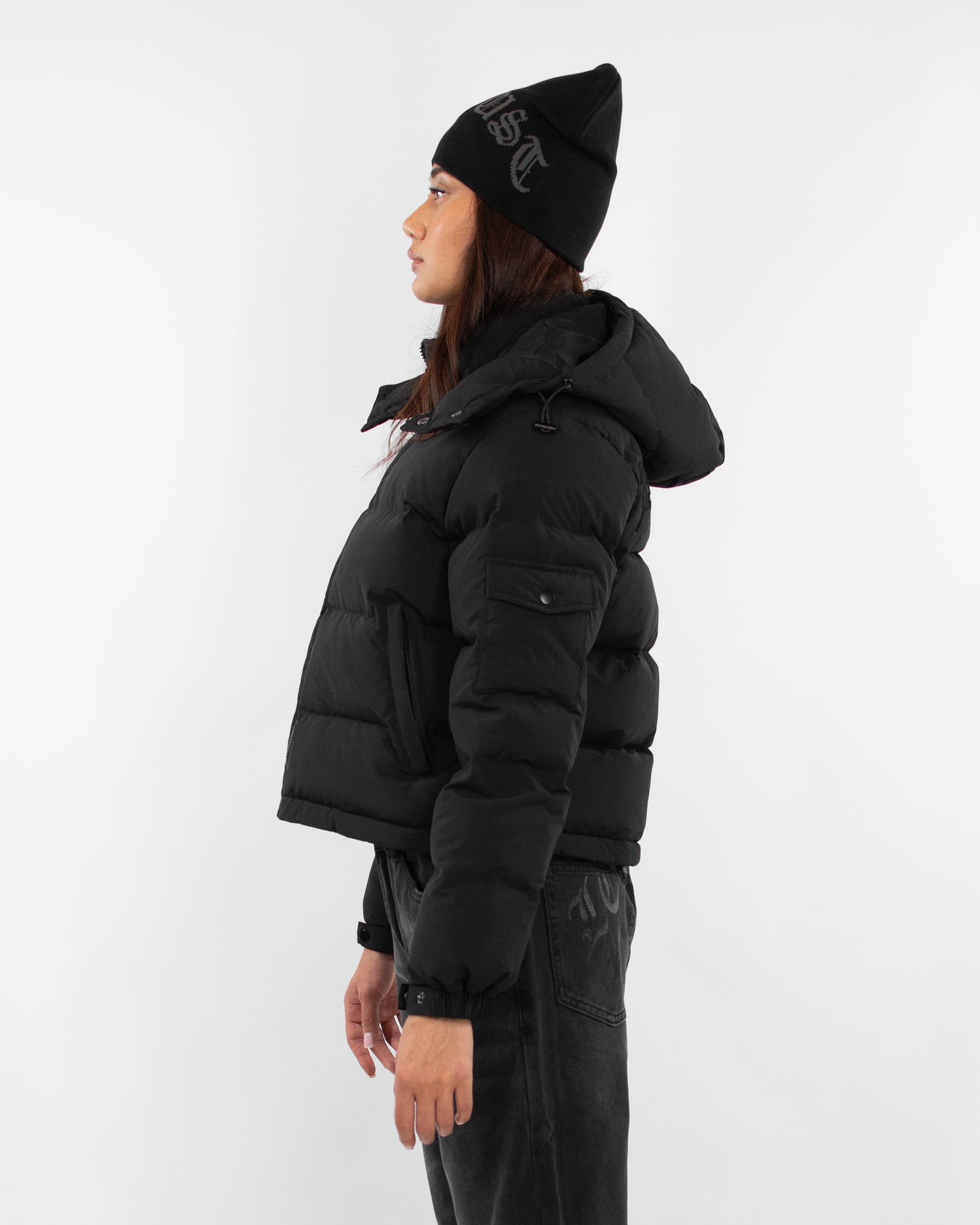 Black Cropped Puffer Jacket