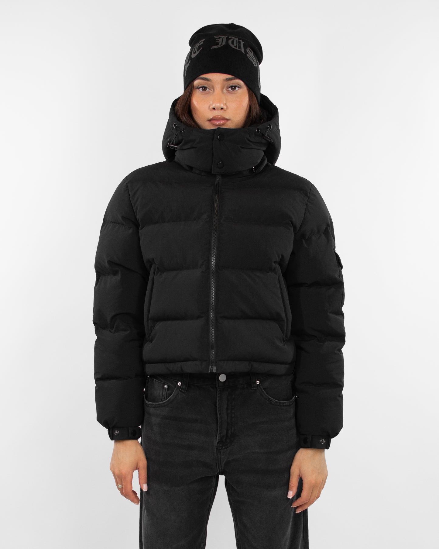 Black Cropped Puffer Jacket