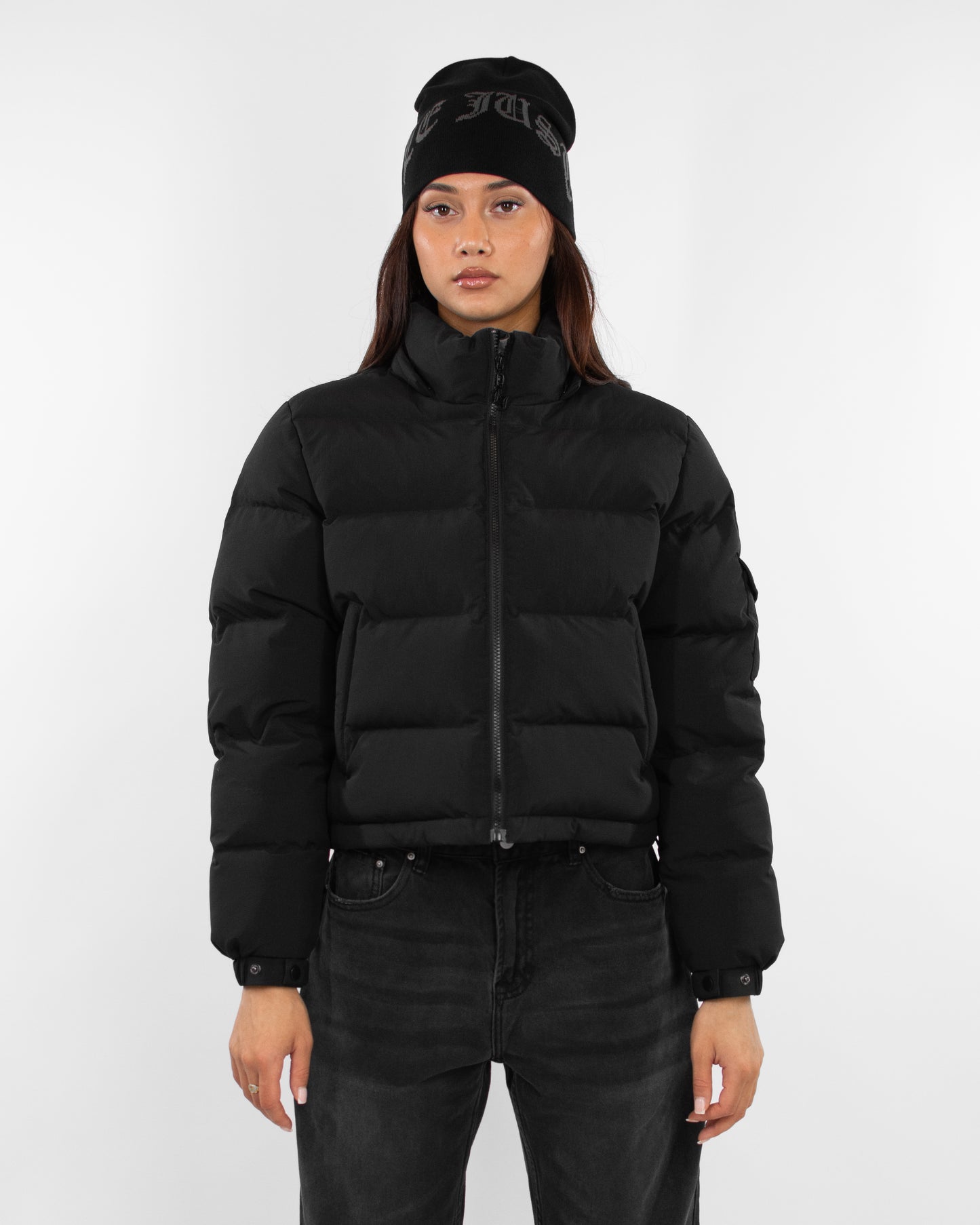 Black Cropped Puffer Jacket