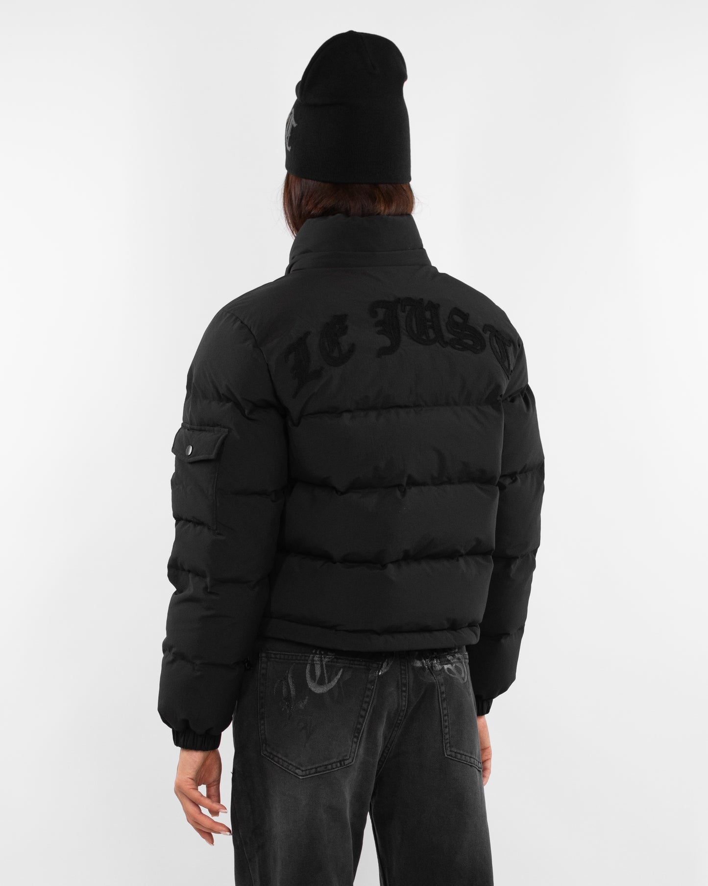 Black Cropped Puffer Jacket