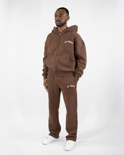 Monogram Zip Hoodie - Brown