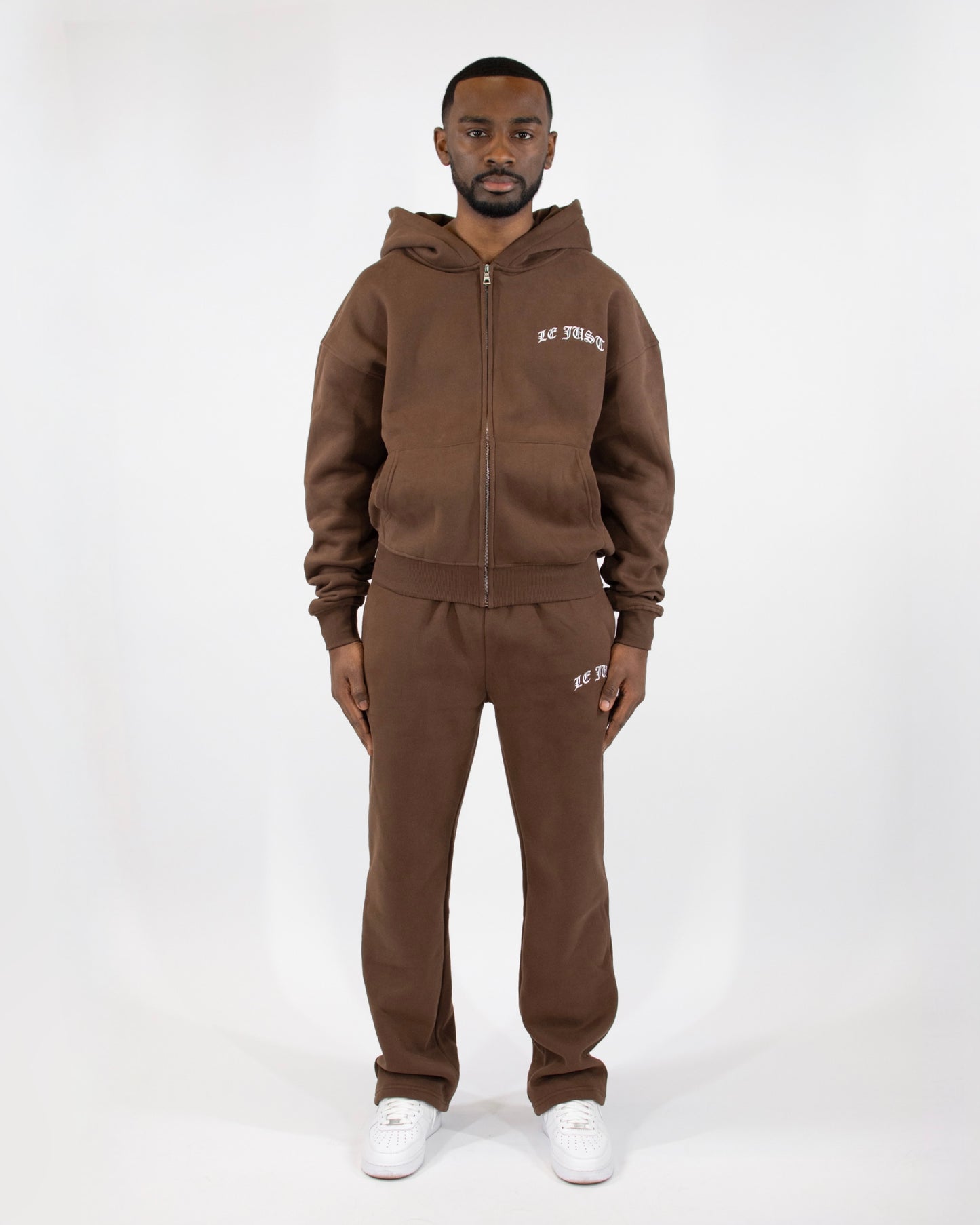 Monogram Zip Hoodie - Brown