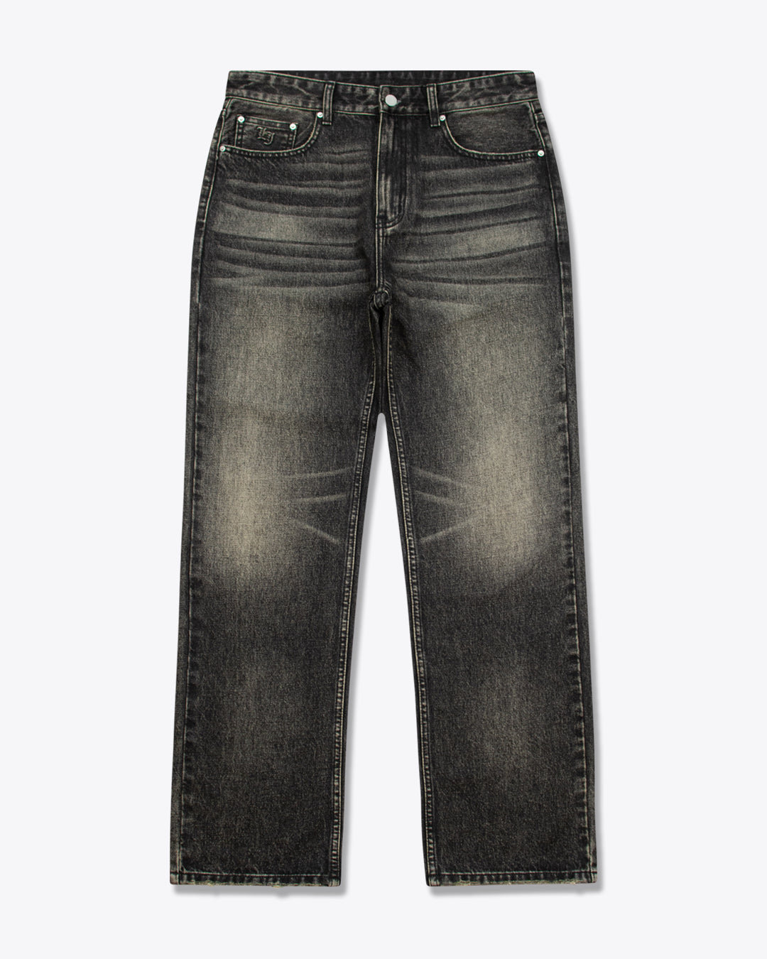 Embossed Black Washed Jeans