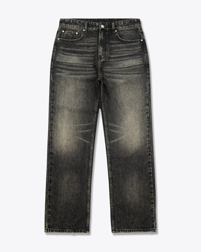 Embossed Black Washed Jeans