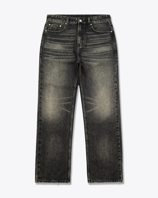 Embossed Black Washed Jeans