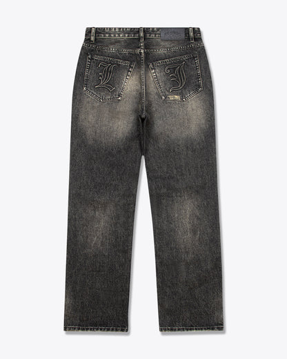 Embossed Black Washed Jeans