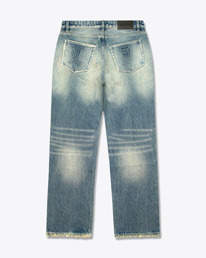 Embossed Blue Washed Jeans
