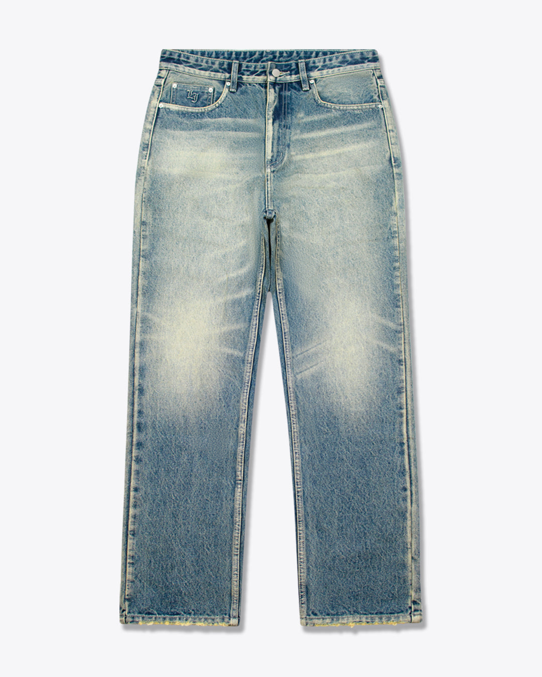 Embossed Blue Washed Jeans
