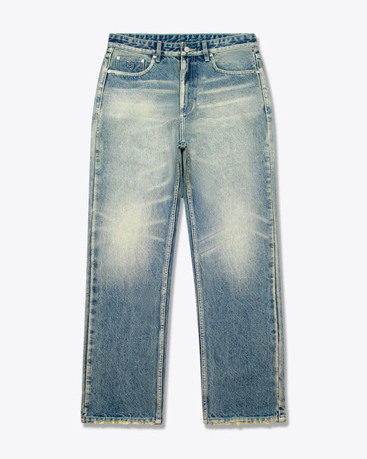 Embossed Blue Washed Jeans