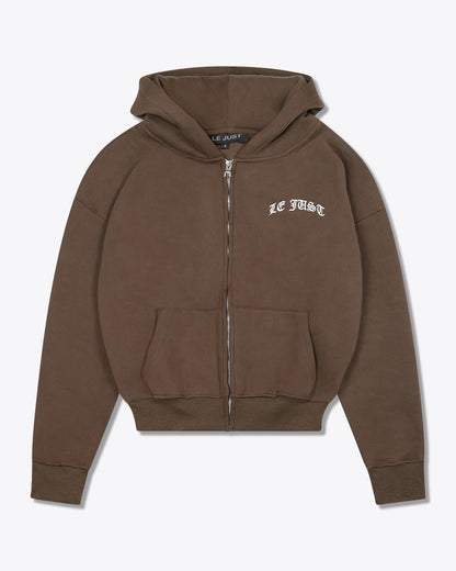 Monogram Zip Hoodie - Brown