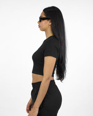 Black Cropped Tee - Patch