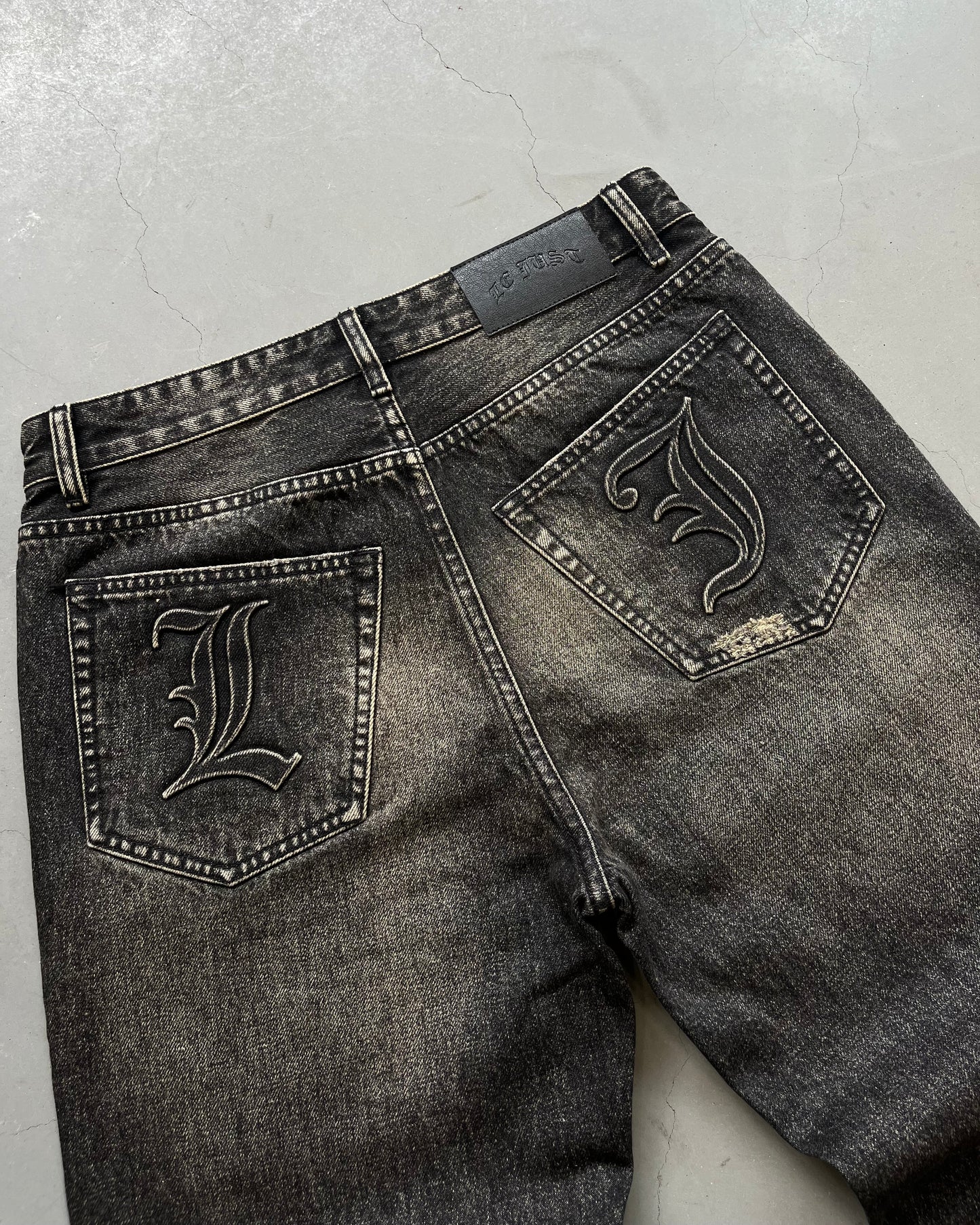 Embossed Black Washed Jeans