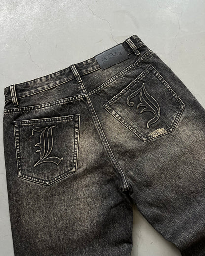 Embossed Black Washed Jeans