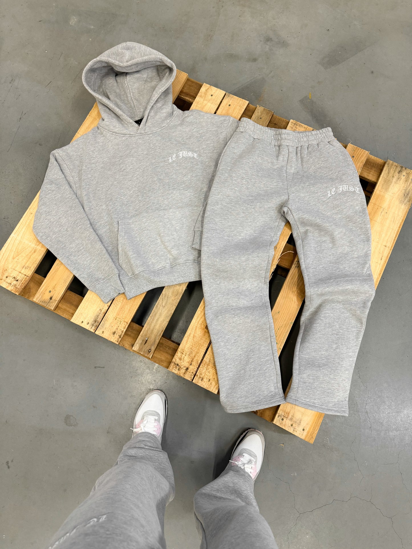 Monogram Straight Leg Joggers - Light Grey