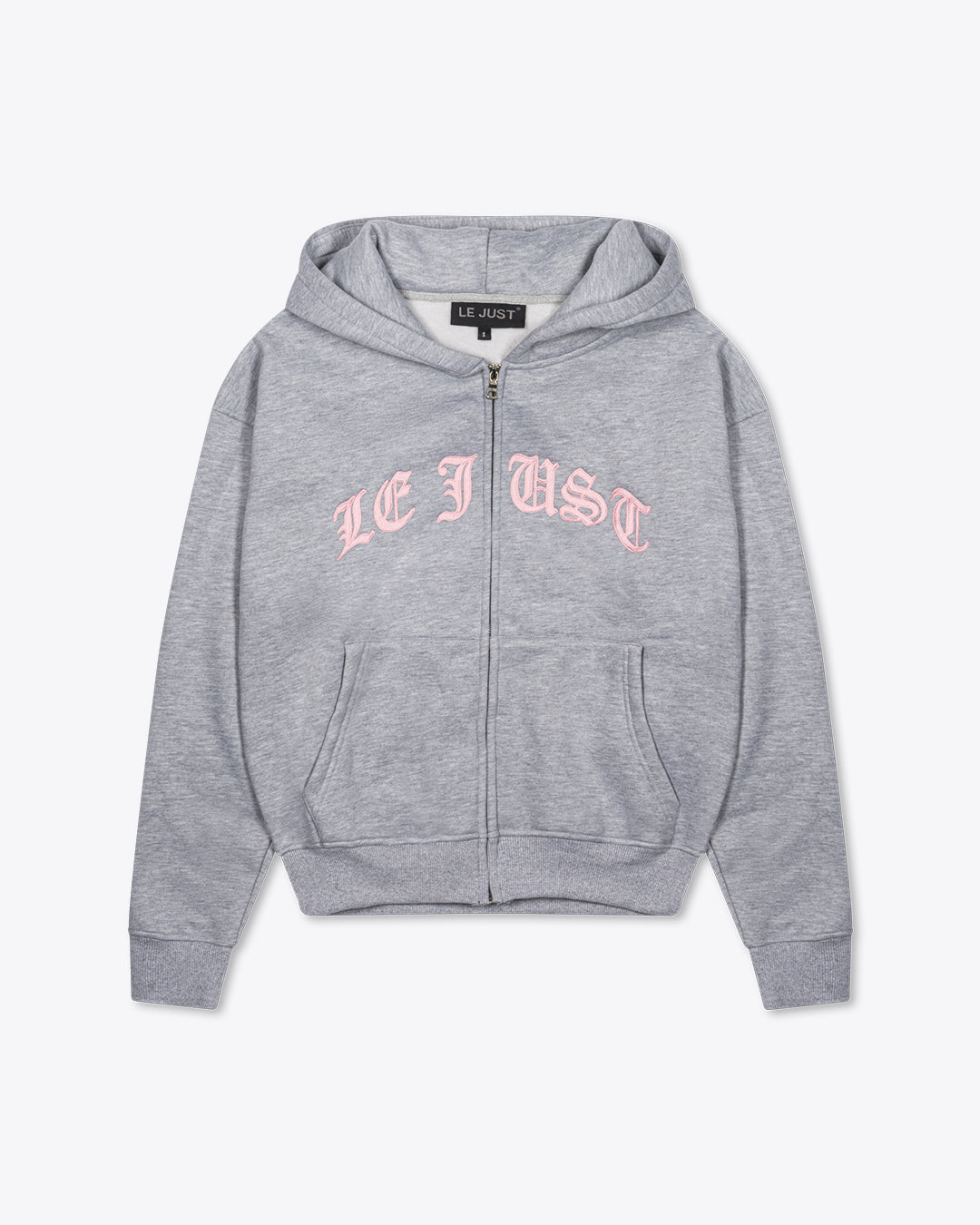 Monogram Zip Hoodie - Grey/Pink