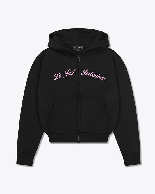 Zip Hoodie - Black/Pink